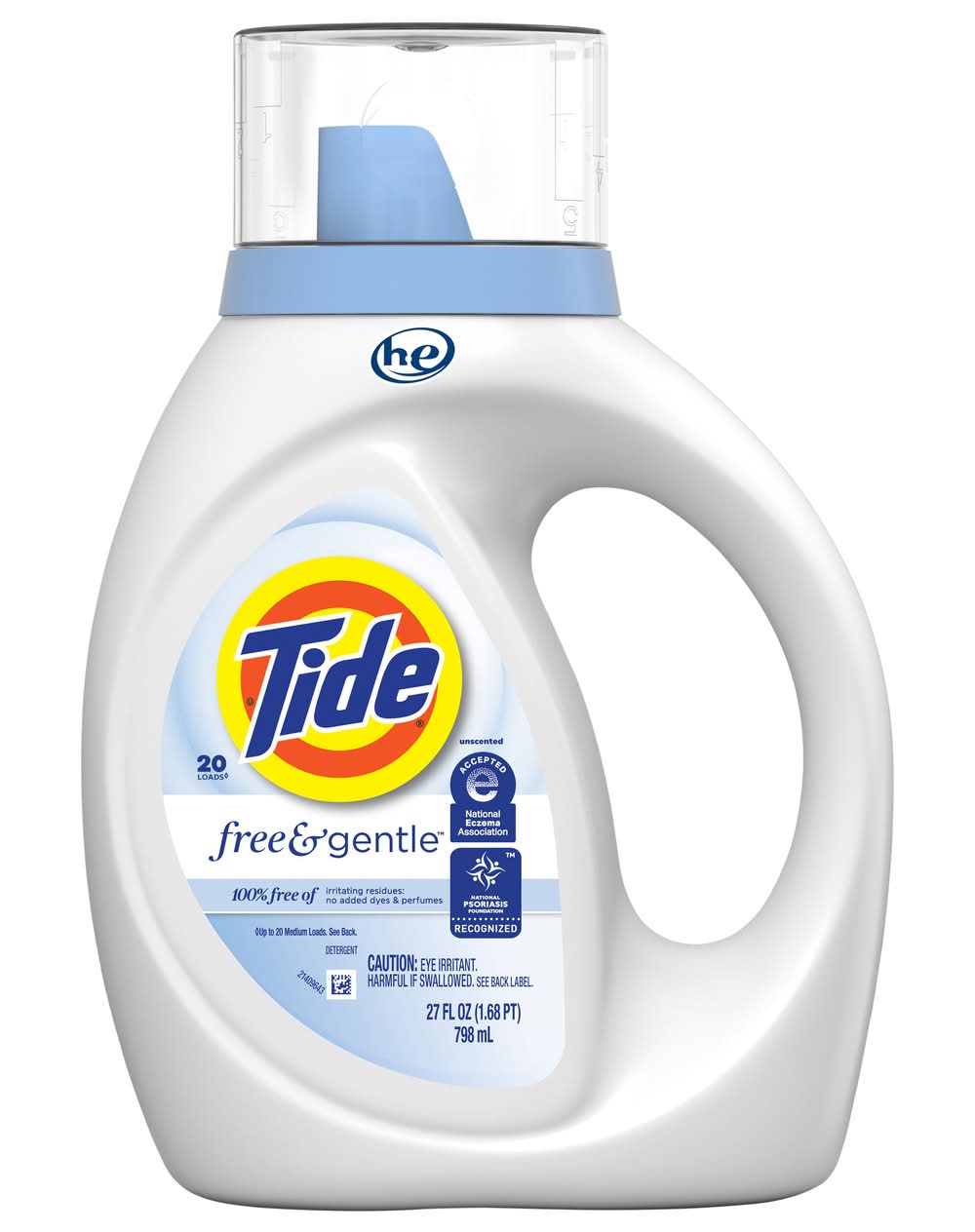 Tide Free & Gentle Liquid Laundry Detergent, Original, White (27 fl oz)
