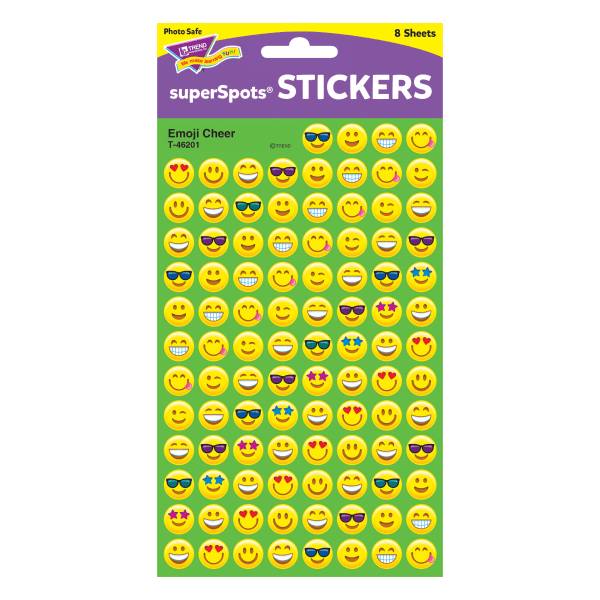 Trend Emoji Cheer Superspots Stickers 1/2" Multicolor