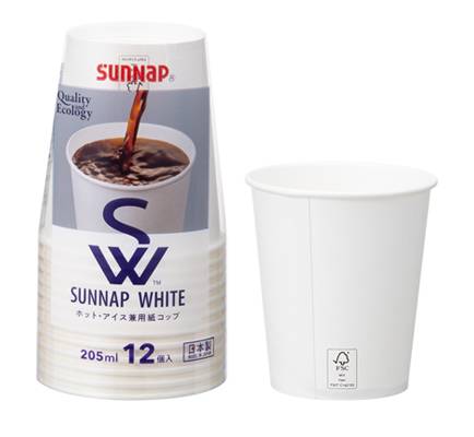 406178：サンナップ ＦＭＸ ホワイトカップ（Ｃ２０１２ＳＮＰ） 205ML×12個入り / Sunup Paper Cups, White Cups, 205 ml ×12