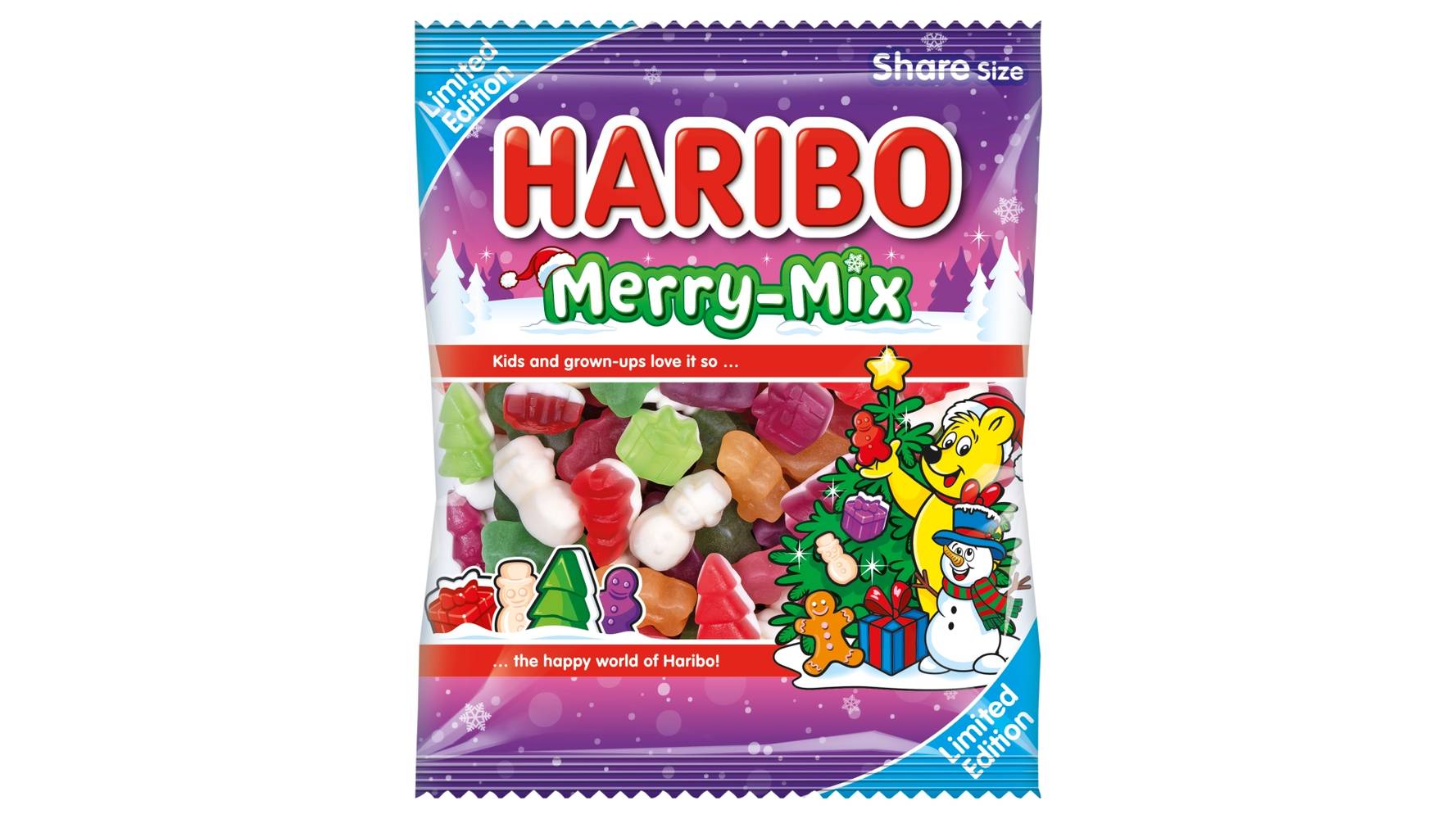 Haribo Candyfloss-Marshmallow, Merry-Mix Fruit Jelly & Foam Sweets Sharing Bag (160g)