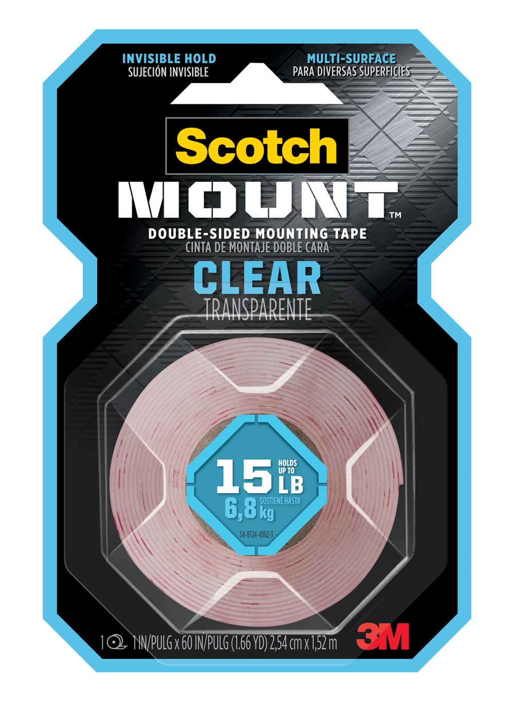 3M Scotch-Mount 60 In. L X 1 In. W Double-Sided Mounting Tape