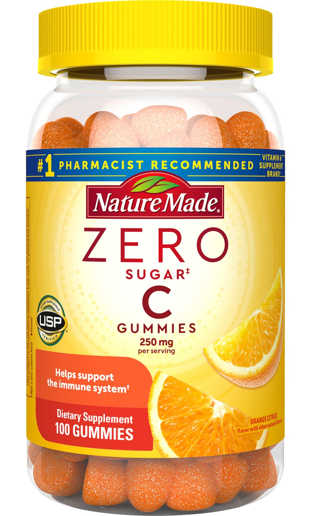 Nature Made Zero Sugar Vitamin Immune & Antioxidant Support Gummies, Orange-Citrus (100 ct)