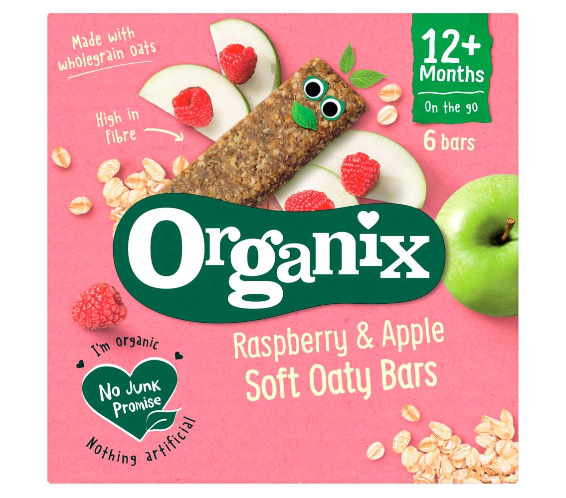 Organix Raspberry & Apple Soft Oaty Bars 12+ Months (6 pack)