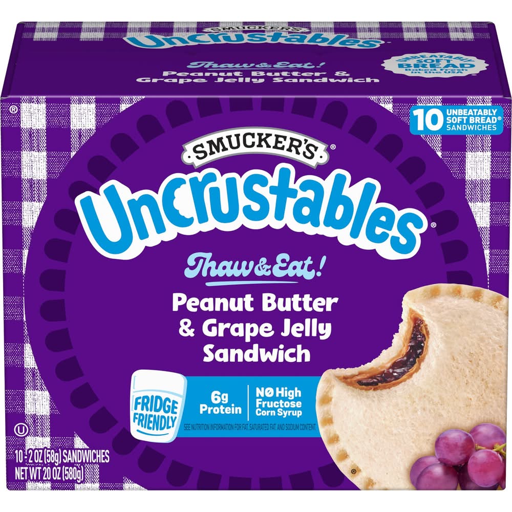 Smucker's Uncrustables Frozen Peanut Butter & Grape Jelly Sandwich - 20oz/10ct