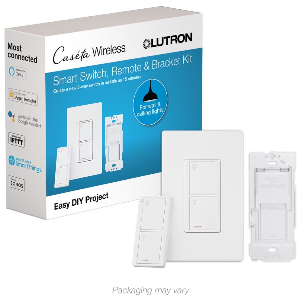 Lutron Caseta Smart Lighting 5-amp Single-pole/3-way Tap Master Smart Compatible Light Switch with Wall Plate, White