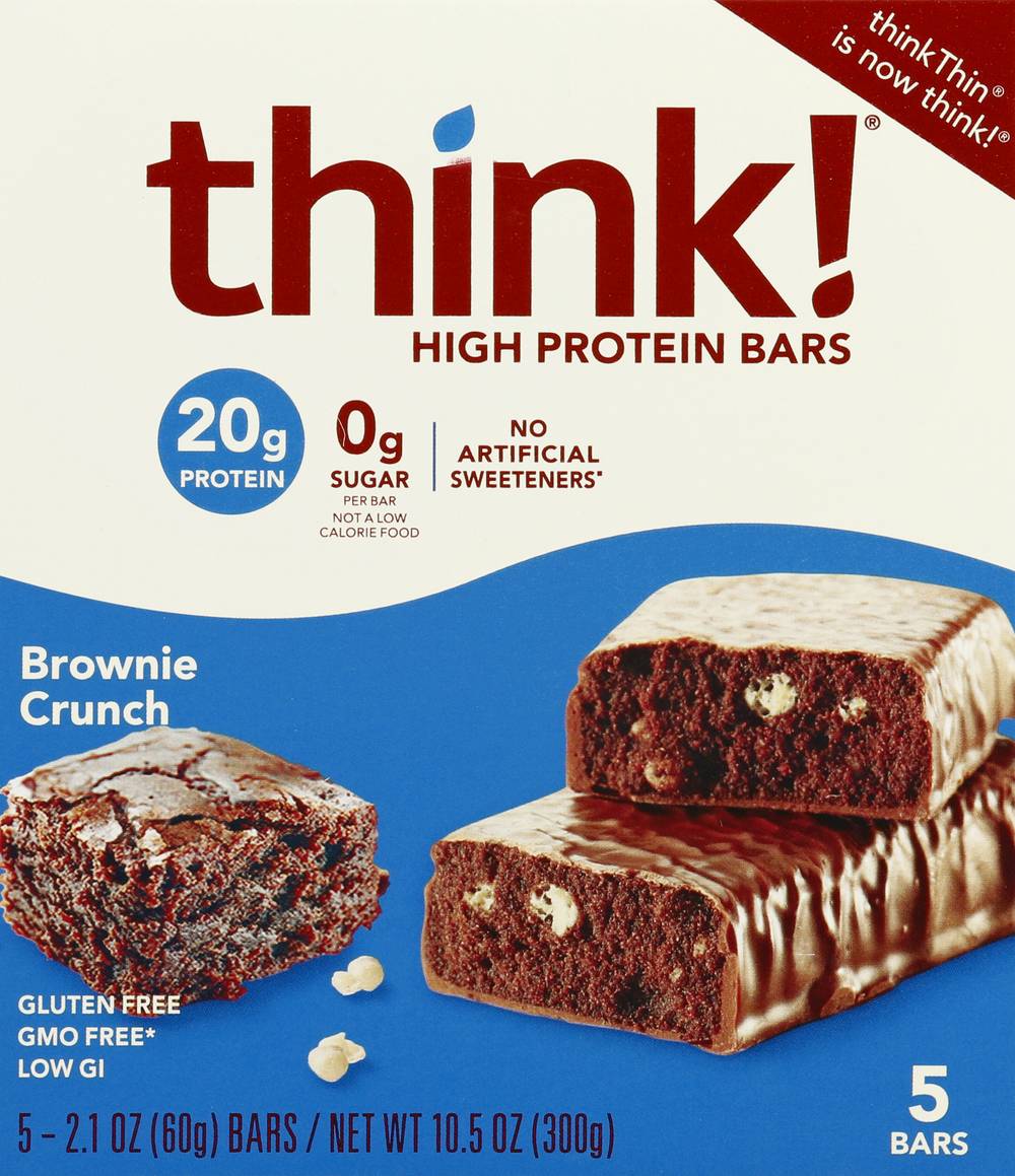think! High Protein Bars, Brownie Crunch (5 x 2.1 oz)