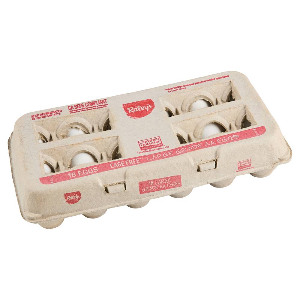 Raley's Cage Free Grade Aa Eggs (18 ct)(large)