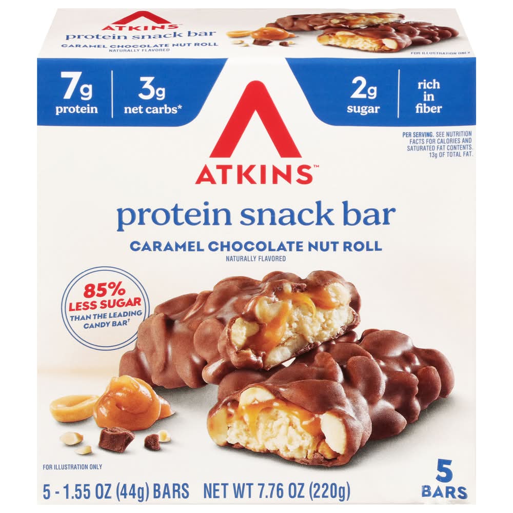 Atkins Snack Bars, Caramel Chocolate Nut Roll (5 x 1.55 oz)
