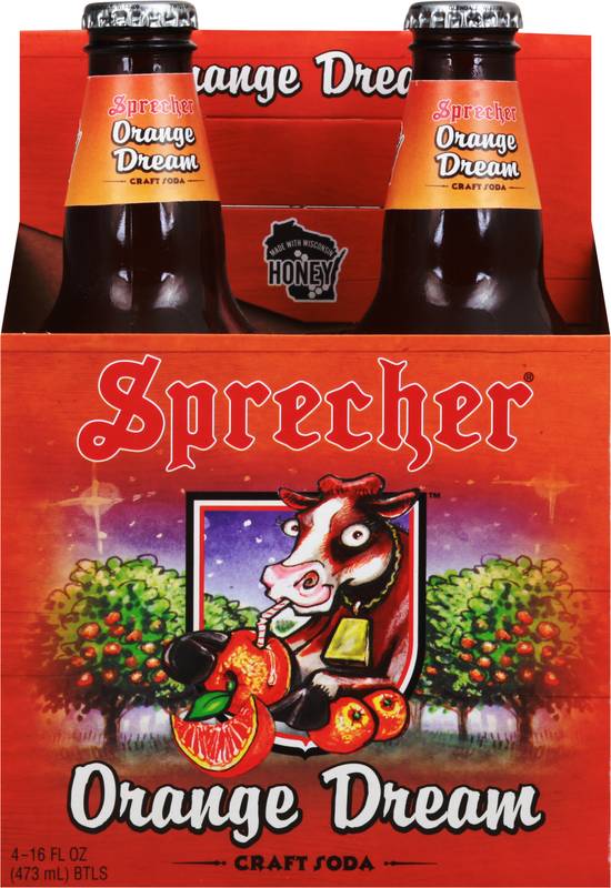 Sprecher Orange Dream Craft Soda (4 x 16 fl oz)