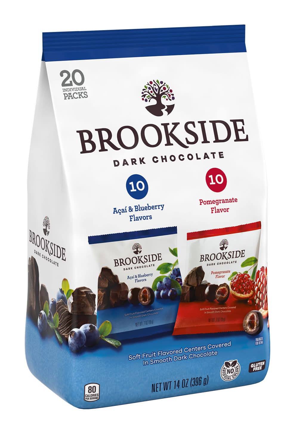 Brookside Fruit Flavored Dark Chocolate Snacking Chocolate Candy, Assorted (14 oz, 20 ct)