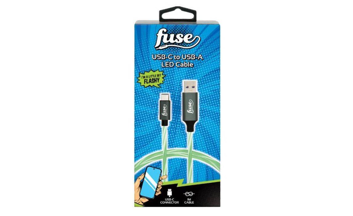 Fuse USB-C Cable to USB-A LED Green - Suitable for Android