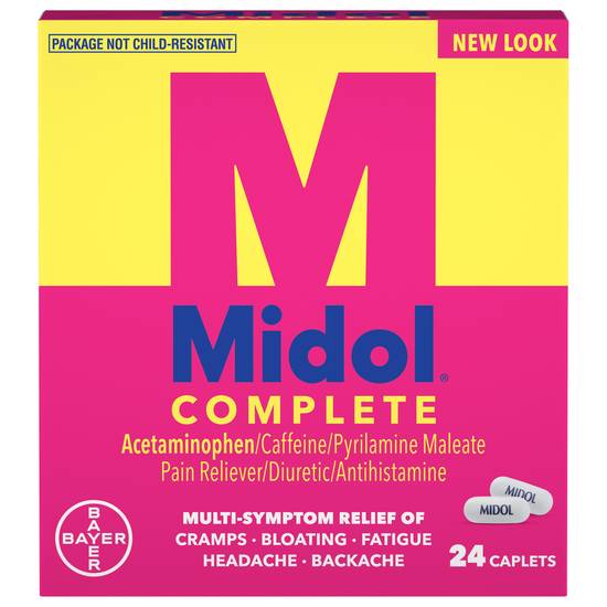 Midol Complete Pain Reliever/Diuretic/Antihistamine Caplets (24 ct)