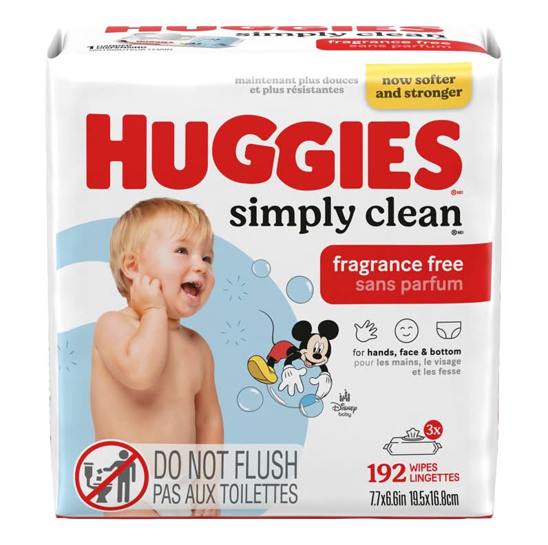 Huggies simply clean lingettes pour bébés sans parfum - simply clean fragrance free baby wipes (3 pièces)