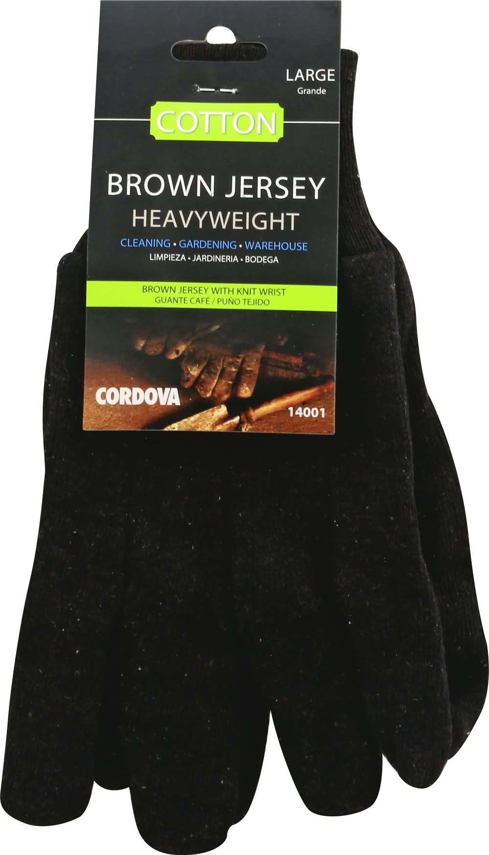 Cordova Large Brown Jersey Heavyweight Cotton Gloves