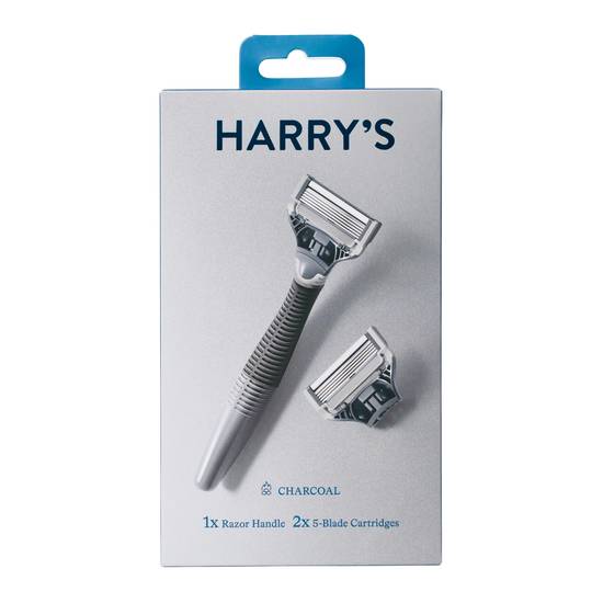 Harry's Men's Charcoal Razor Handle with 2 Razor Blade Cartridges