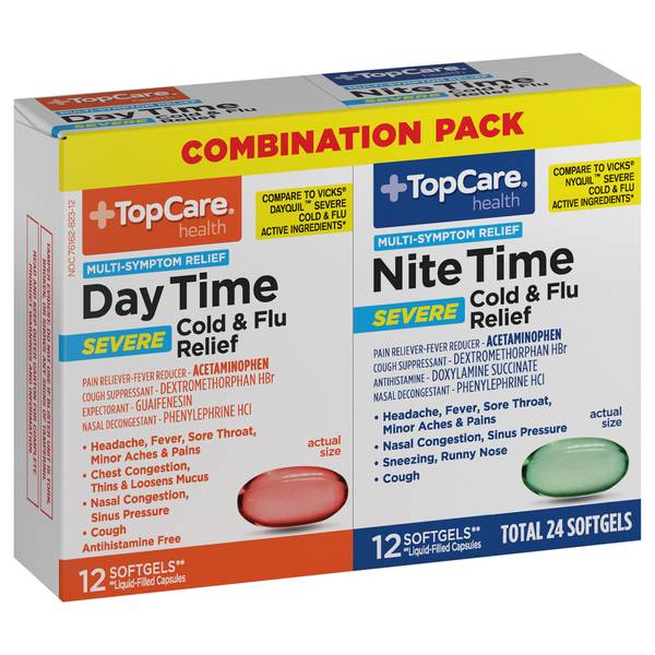 TopCare Health Maximum Strength Day/Nite Time Cold & Flu Sever Softgels