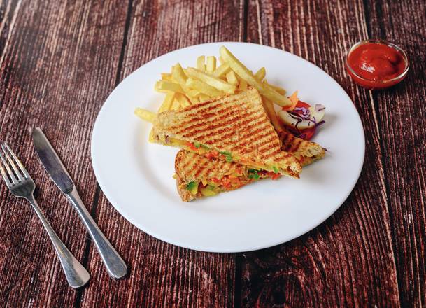 Grilled Veggie Sandwich with Red Pepper Spread