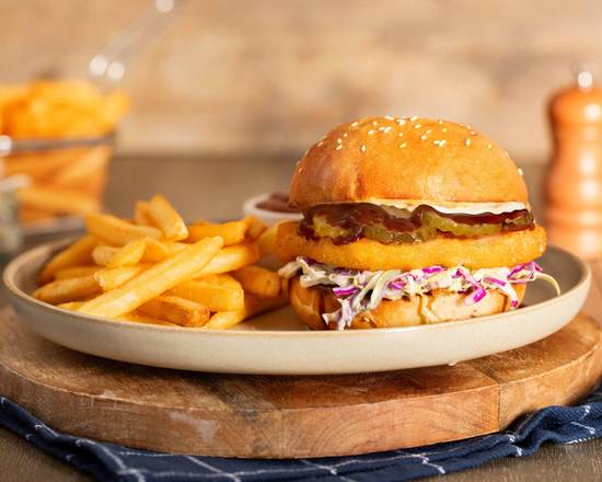 BBQ Chicken Schnitzel Burger