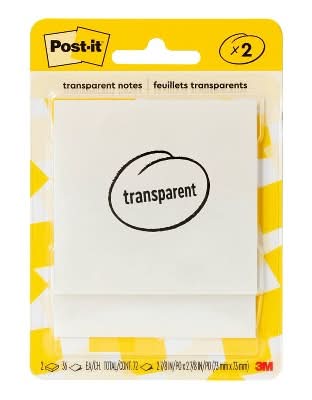 Post-It Transparent Sticky Notes, 2.8x2.8 In (2 ct)
