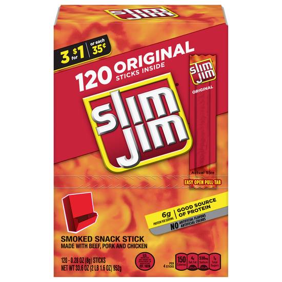 Slim Jim Original Smoked Snack Stick (120 ct)