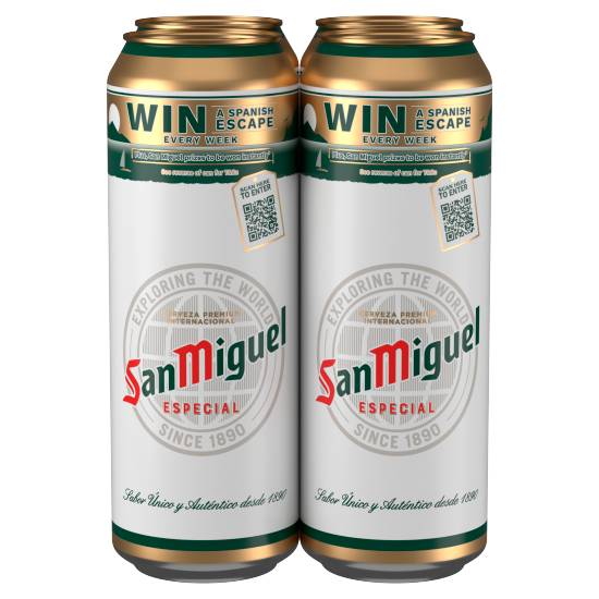 San Miguel Premium Lager Beer Cans 4 X 568ml