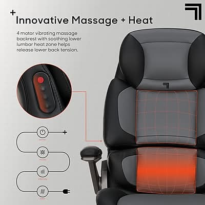 Sharper Image S-950 Heated Ergonomic Faux Leather Swivel Executive