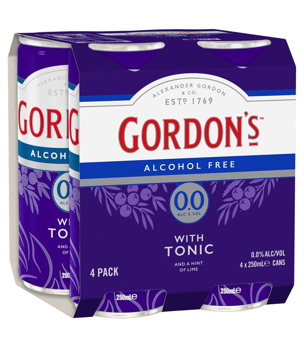 Gordon's 0% Gin & Tonic Cans 4x250ml