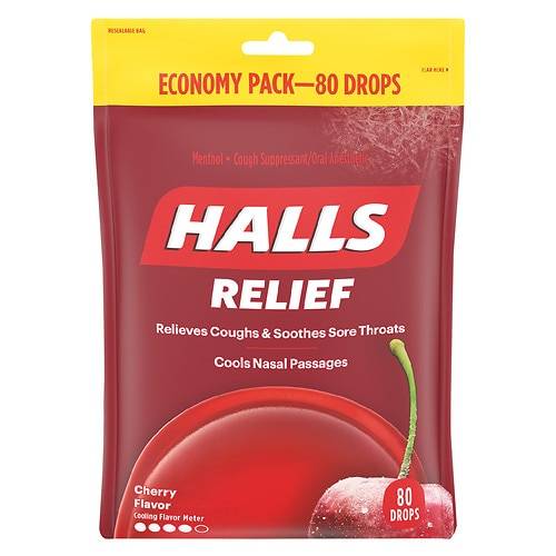 Halls Cherry Economy Bag - 80.0 ea
