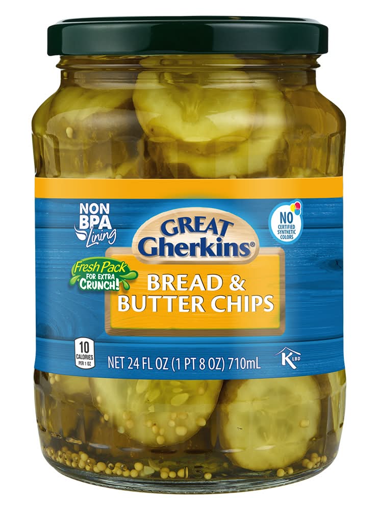 Great Gherkins Bread & Butter Chips Sliced Pickles (24 fl oz)
