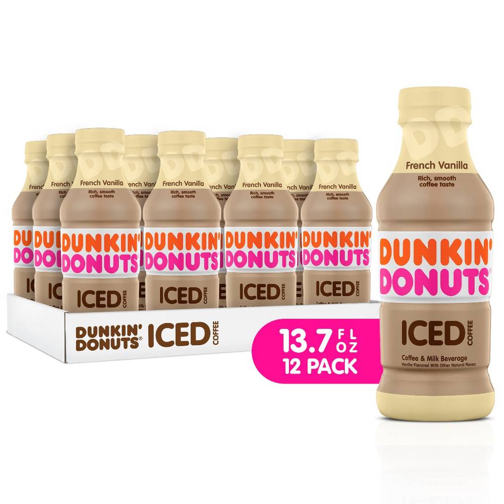 Dunkin' Donuts French Vanilla Iced Coffee Bottles, 13.7 fl oz, 12 Pack (1X12|1 Unit per Case)