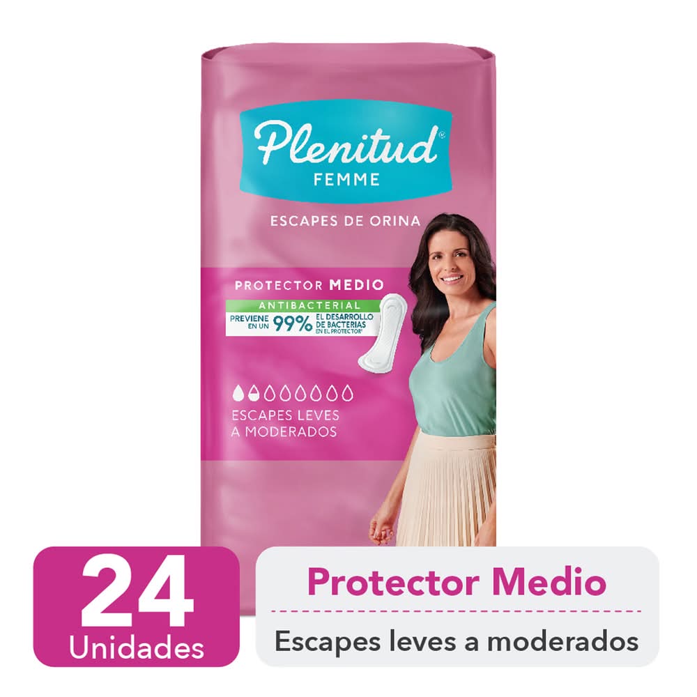 Plenitud · Protector medio para incontinencia leve (24 un)
