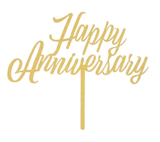 Celebrate It Gold Glitter Happy Anniversary Cake Topper