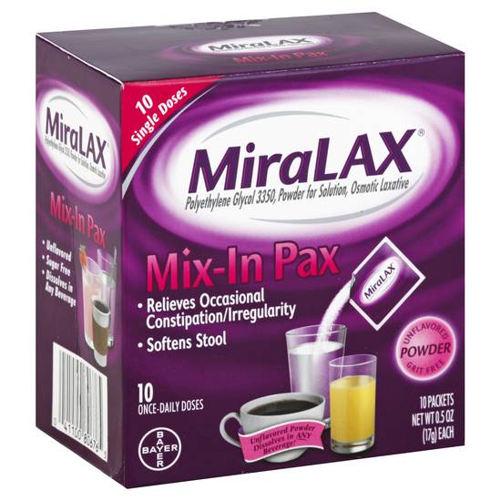 Miralax Mix-In Pax Laxative Single Dose Packets (10 ct)