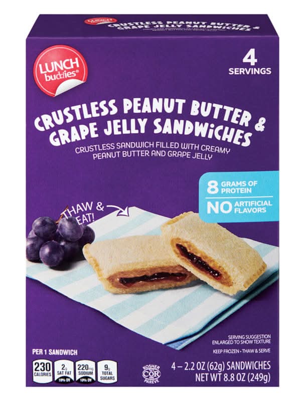 Lunch Buddies Crustless Peanut Butter & Grape Jelly Sandwiches, 4 Pack
