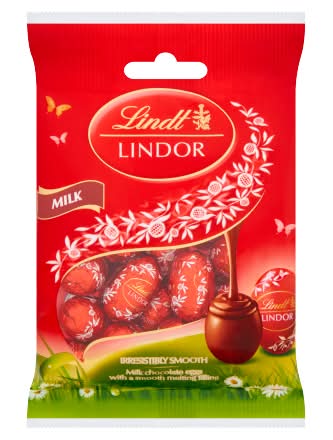 Lindt Lindor Milk Chocolate Mini Eggs With a Smooth Melting Filling (80g)