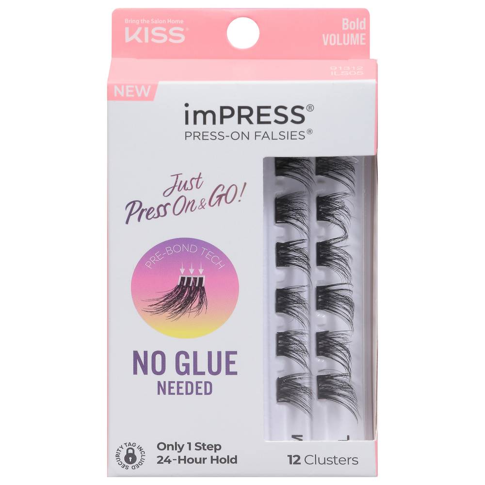 Impress No Glue Needed Press on Falsies Bold Volume Clusters (black)