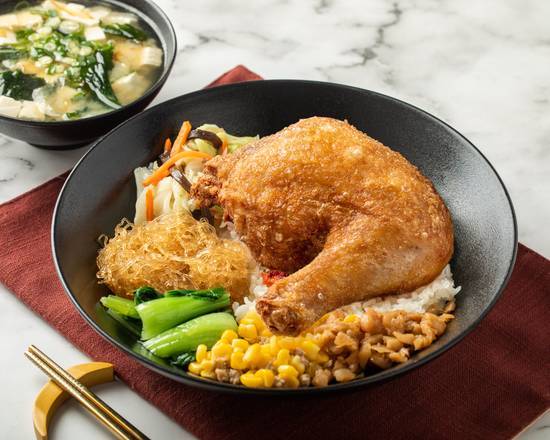 炸雞腿飯套餐 Rice with Deep-Fried Chicken Drumstick Combo
