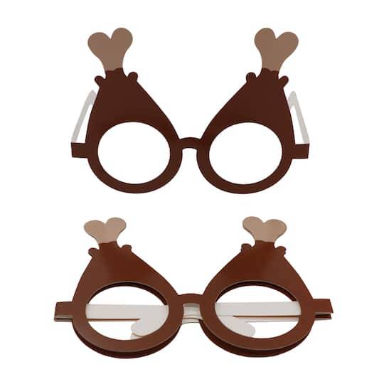 Celebrate It Paper Turkey Leg Glasses, Brown (3 pack)