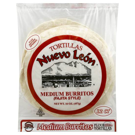 Nuevo Leon Medium Burritos Fajita Style Tortillas (12 ct)