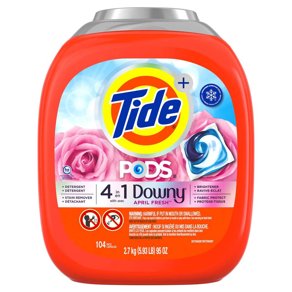 Tide Pods Avec Downy - Capsules De Détergent À Lessive Liquide, Fraîcheur D’Avril104 Capsules