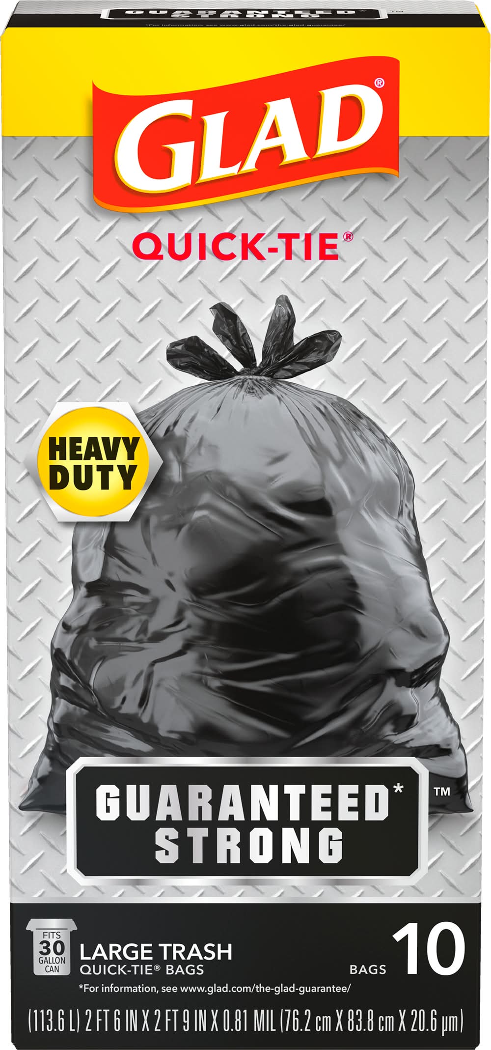 Glad Quick Tie Trash Bags 30 Gallon, L (10 ct)