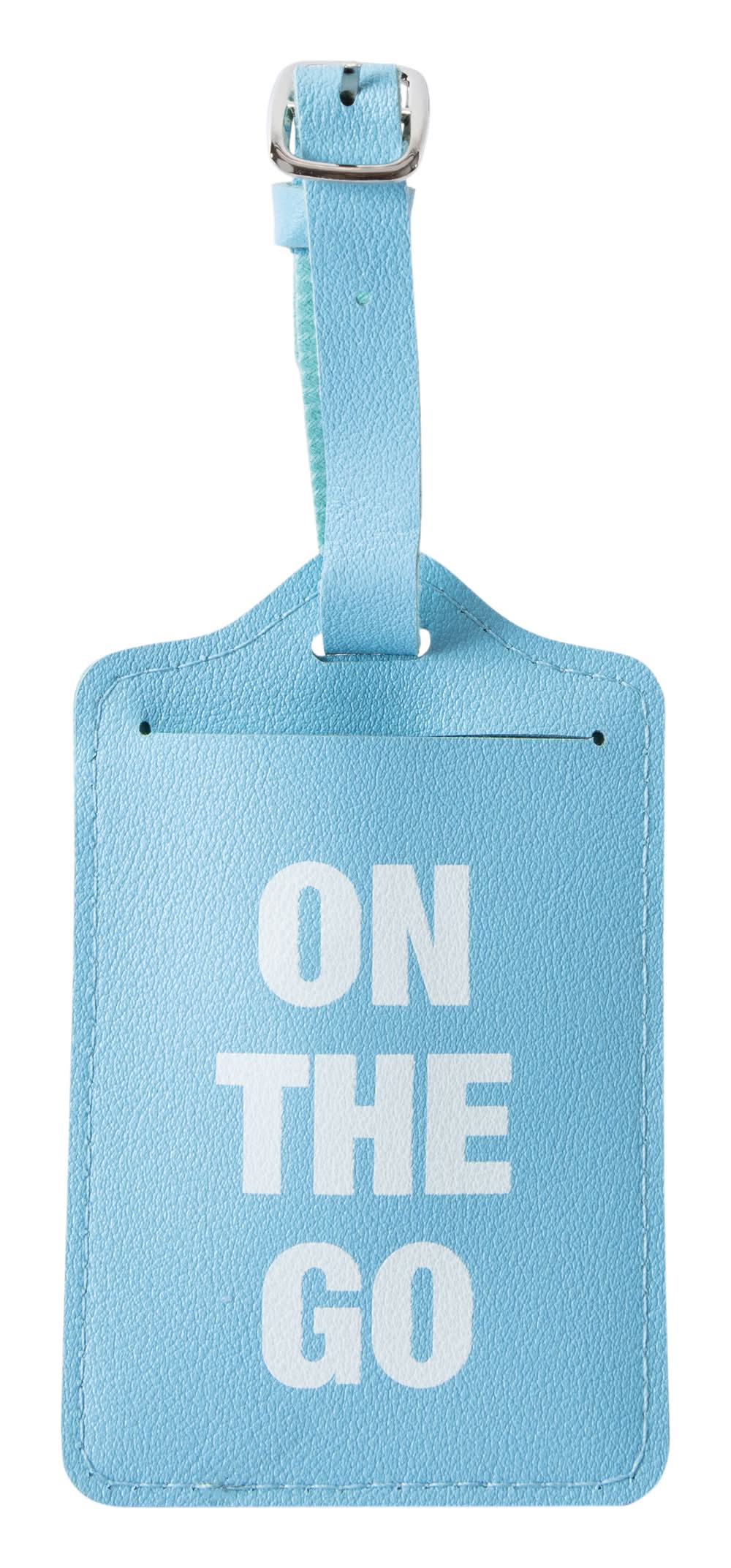 Faux Leather Luggage Tag Blue
