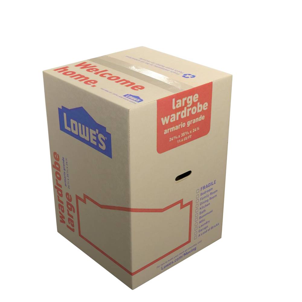 Lowe's 24.4-in W x 35.8-in H x 24.8-in D Large Cardboard Wardrobe Moving Box with Handle Holes | 339043