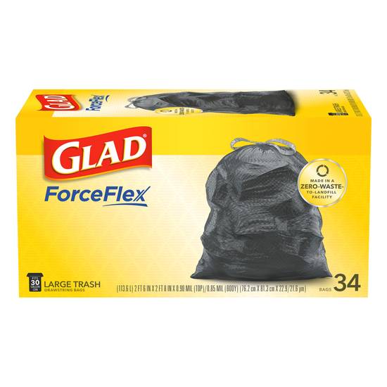 Glad Forceflex 30 Gallon Large Drawstring Trash Bags