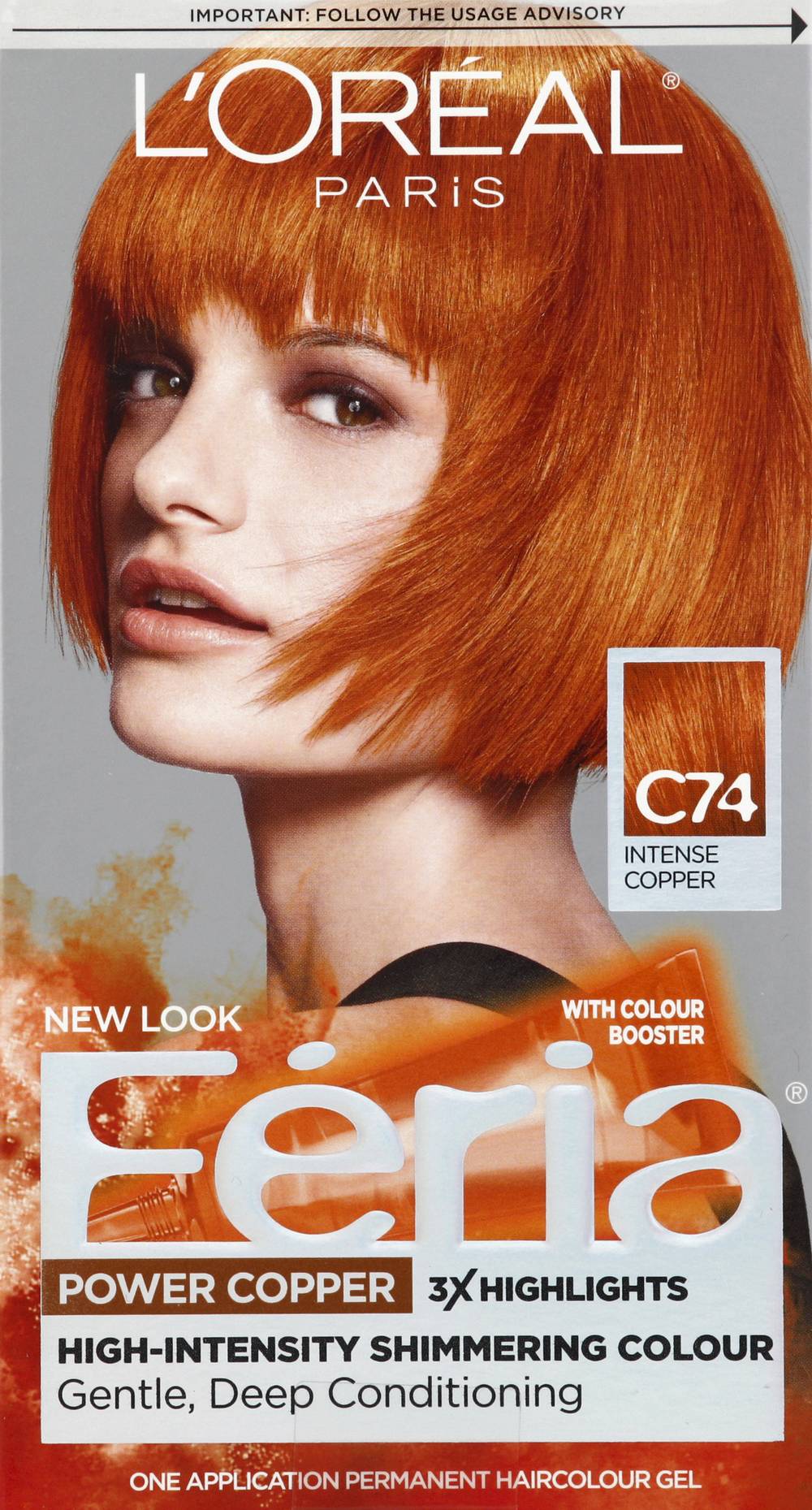 Feria Intense Copper C74 Permanent Haircolour Gel, Power Copper 74 (269.89 g)