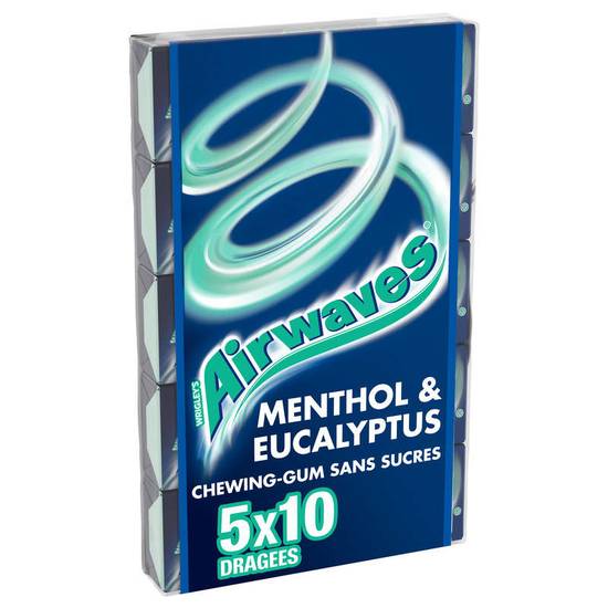 AIRWAVES - Chewing-gum menthol eucalyptus sans sucres - 5x10 dragées - 5x10D