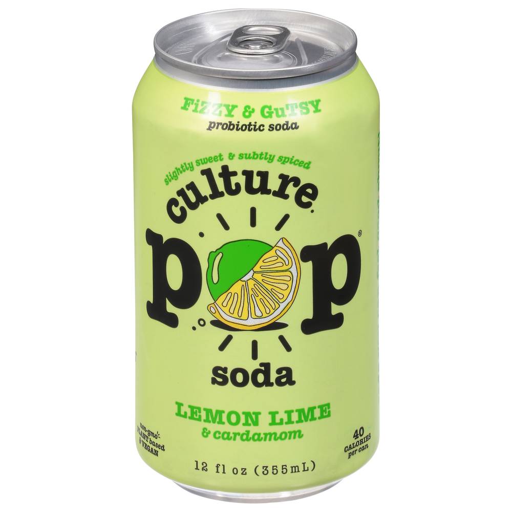 Culture Pop Fizzy & Gutsy Probiotic Soda (12 fl oz) (lemon lime & cardamom)