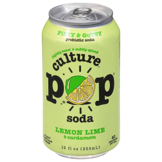 Culture Pop Fizzy & Gutsy Probiotic Soda (12 fl oz) (lemon lime & cardamom)