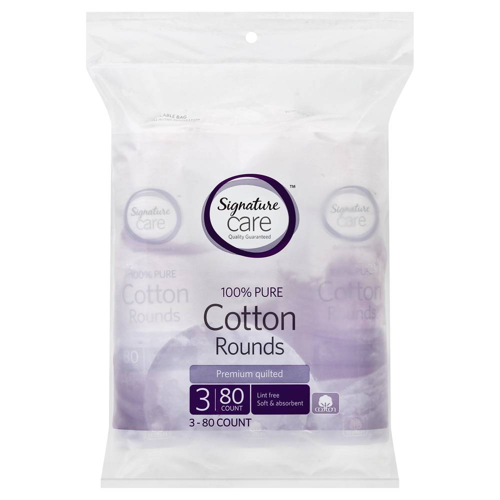 Signature Care Cotton Rounds 100% Pure Premium Quilted