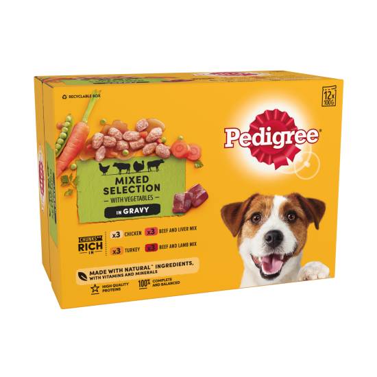 Pedigree Adult Wet Dog Food Pouches Mixed in Gravy 12 X 100g